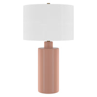 Hudson&Canal Selina 25" Tall Ceramic Table Lamp with Fabric Shade - Dusty Pink/White-Modern contemporary design for your living room, workspace, or bed side table