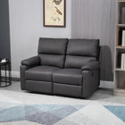 HOMCOM Loveseat Recliner Sofa with Footrest - Dark Grey-Manually reclines to 150° for extra coziness   