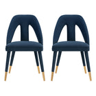 Manhattan Comfort Neda 20.87" Modern Velvet Upholstered Dining Chair - Midnight Blue - Set of 2-Modern Dining Chair for Dining Room and Task Chair Usage