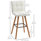 HOMCOM Upholstered Kitchen Bar Stools with Wood Legs - White - 2 Pack-Solid wood legs offer excellent stability
