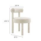 Modway Toulouse Boucle Fabric Dining Chair - Ivory - Set of 2-Boucle Fabric Upholstery