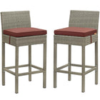 Modway Conduit Outdoor Patio Wicker Rattan Bar Stool - Light Gray Currant - Set of 2-Modern Outdoor Bar Stool
