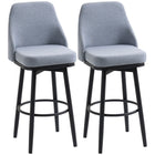 HOMCOM Bar Height Swivel Bar Stools with Legs - Light Grey - 2 Pack-Set of two high bar stools with a classic style
