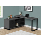 Monarch Specialties 7715 72" Computer Desk - Modern Grey/Black Executive Corner-Open and closed storage options include 2 open shelves with 1 shelf panel and 2 large storage drawers