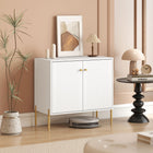 HOMCOM Modern 31.5" L Sideboard Buffet Cabinet with Fluted Doors - White-Versatile sideboard can be used as an accent cabinet, kitchen storage cabinet, coffee bar cabinet or entryway cabinet