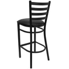 Flash Furniture HERCULES Series Black Ladder Back Metal Restaurant Barstool - Black Vinyl Seat-Black Vinyl Upholstered Seat