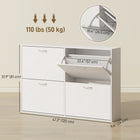 HOMCOM Flip Down Shoe Storage Cabinet with Wooden Rack for Entryway - White-Tilt-out drawers help save space