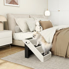 PawHut 14.5" H Foldable Pet Ramp with 3 Steps - White-Made of PP material, it supports up to 22lbs (10 kg) without wobbling 