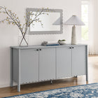 Modway Emmeline 66" 4-Door Scalloped Sideboard Cabinet - Light Grey-Non-Marking Floor Glides