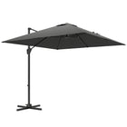 Outsunny 8' L x 8' W Square Patio Hanging Offset Umbrella with 360° Rotation - Dark Grey-Attractive and stylish offset market patio umbrella provides extra protection from the weather elements with its superior tilt and crank design  