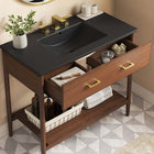 Modway Zaire 36" Bathroom Vanity - Walnut/Black-Tapered Legs