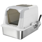 PawHut Stainless Steel High Sided Kitty Litter Box with Scoop-The stainless steel tray resists odors and is easy to clean.