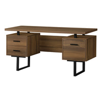Monarch Specialties 7625 60" Computer Desk - Walnut/Black Metal-A stylish and contemporary 60"l computer desk with closed storage to create a functional workspace in your home office.