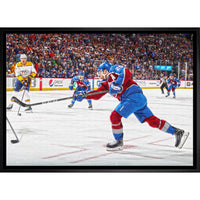 Nathan Mackinnon Colorado Avalanche Shooting - Framed Canvas - 31" x 22"-Premium canvas print with gallery-wrapped edges