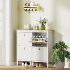 HOMCOM Shoe Cabinet with Flip Drawers in Narrow Design - White-Two-level adjustable dividers fit various shoe types, or can be removed for larger shoe sizes (up to CA men 10.5)