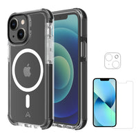 AXS PROShield Plus MagSafe Drop-tested Clear Case&ARMORGlass Screen and Camera Lens Protector for iPhone 13 - Clear/Black-Sleek reinforced corners maximize shock absorption