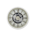 Monarch Specialties Clocks 30" Round Oversized Wall Clock - White -Bring a stylish and trendy accent piece to your home decor with this large, oversized 30" round wall clock with a striking gear mechanism design in a chic white finish