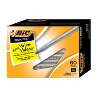BIC Round Stic Ballpoint Pens - 1.0mm -  Black -  60 Pack-With Easy-Glide System Bic's exclusive ink technology, for smoother writing and a more vivid line. Feel the smoothness