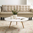 Modway Lippa 40" Round Wood Coffee Table with Tripod Base - Walnut White-40" Round White Lacquered MDF Top