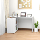 HOMCOM 46" L-Shaped Desk with Drawers - White-Included 2 compartments, 2 drawers and a cabinet