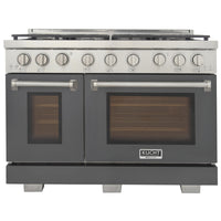 Kucht 48" KFX-X Series Pro Style Propane Gas Range - Stainless Steel/Cement Gray-New true simmer burners for precise low heat cooking