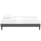 Modway Sharon Fabric Twin Bed Frame with Squared Tapered Legs - Grey-Ten Wood Support Slats Polyester