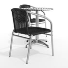 23.5'' Round Aluminum Indoor-Outdoor Table with 2 Black Rattan Chairs (TLH-ALUM-24RD-020BKCHR2-GG)-5