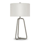 Hudson&Canal Marduk 25.5" Tall Table Lamp with Fabric Shade - Brushed Nickel/White-Mid-century modern design for your living room, workspace, or bed side table