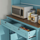 HOMCOM 71" H Pantry Cabinet with Microwave Space and Buffet Hutch - Blue-Anti-tipping design enhances safety by securing to the wall 