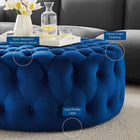 Modway Amour Tufted Button Large Round Performance Velvet Ottoman - Navy-Durable Stain-Resistant Fabric