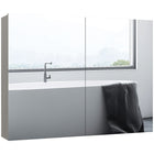 HOMCOM Wall Mount Medicine Cabinet with Mirror and Two Doors - Grey-Wall-mounted design, takes up little space  