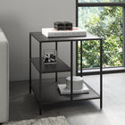 Hudson&Canal Winthrop 20"W Square Side Table with Metal Shelves - Blackened Bronze-Features easy assembly
