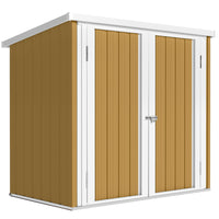 Outsunny 5' x 3' Metal Storage Shed - Yellow-Spacious garden tools, lawn care equipment, or pool supplies storage area
