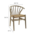 Modway Flourish Spindle Wood Dining Side Chair - Grey-Rounded Spindle Back