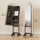 HOMCOM Freestanding Mirror Jewelry Cabinet - 11.75" L x 57.5" W x 14.25" H - Brown-LED light strip auto ON/OFF with the open and close of the fold up table, add more lights 