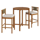 Modway Eleni 3-Piece Outdoor Teak Wood Bar Set - Natural Sail-Teak Wood Furniture Set