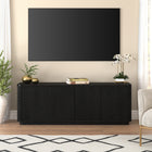 Hudson&Canal Easton TV Stand for TV's up to 75" - Black Grain-Constructed of sturdy MDF and PVC materials in a handcrafted black grain finish