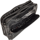 Mancini Buffalo Triple Compartment Briefcase for 15.6" Laptop / Tablet - 16.75" x 4.5" x 12.25" - Black-Interior organizer with RFID Secure Pocket
