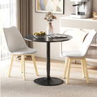 HOMCOM 31.5" Round Tulip Dining Table with Steel Pedestal Base for 2-4 - Black-Two-seater size is excellent for placing it in your small kitchen and dining room