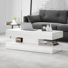 HOMCOM Marble-Effect Coffee Table with LED Light - High Gloss Marble-Effect White-High-gloss finish on the whole surface adds a high-end touch