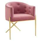 Modway Savour Performance Velvet Accent Dining Armchair - Dusty Rose - 2 Pack-Gold Stainless Steel Base