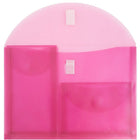 JAM Paper Plastic 3 Pocket Envelopes, VELCRO Brand Closure, Letter Booklet, 9.75 x 13, Pink Poly, 10 Pack-Size: 9-3/4" x 13"