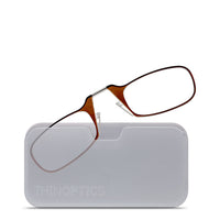 ThinOptics Reader with Universal White Pod - 2.5 - Brown-Product includes the ThinOptics Reading Glasses & a handy keychain case to keep the flexible glasses safe and attached to you wherever you go