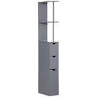 HOMCOM Narrow Bathroom Floor Cabinet with Drawer and Open Shelves - Grey-With a tall and slim profile in modern style  