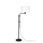 Hudson&Canal Polly Height-Adjustable Floor Lamp with Fabric Shade - Blackened Bronze/White-Industrial design for your living room, office space, bedroom, or reading nook