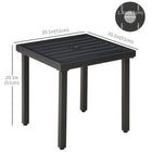 Outsunny Garden Patio Side Table with Umbrella Hole - Black-The middle umbrella hole allows for a parasol to be added, shielding your eyes from the sun 