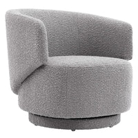 Modway Celestia Boucle Fabric Swivel Chair - Light Grey-Swivel Accent Chair