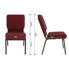 Flash Furniture HERCULES 18.5"W Stacking Church Chair in Burgundy Patterned Fabric with Gold Vein Frame-Book Pouch on Back