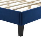 Modway Yasmine Channel Tufted Performance Velvet Full Platform Bed with Tapered Black Wood Legs - Navy-Assembly Required