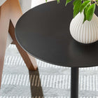 Modway Aliza Round White Marble Side Table - White Black-Non-Marking Pad For Floor Protection